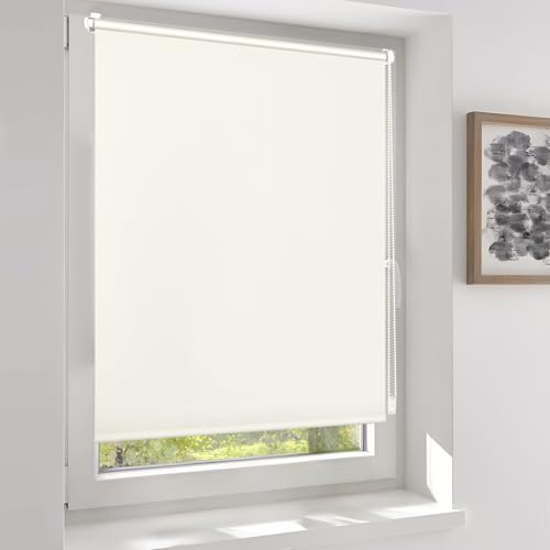 Sekey Verdunklungsrollo ohne Bohren Klemmfix Doppelseitig gleichfarbig Freihängendes Seitenzugrollo effektiver Sonnenschutz und Sichtschutz Rollo Verdunkelung 85x150cm Creme von Sekey