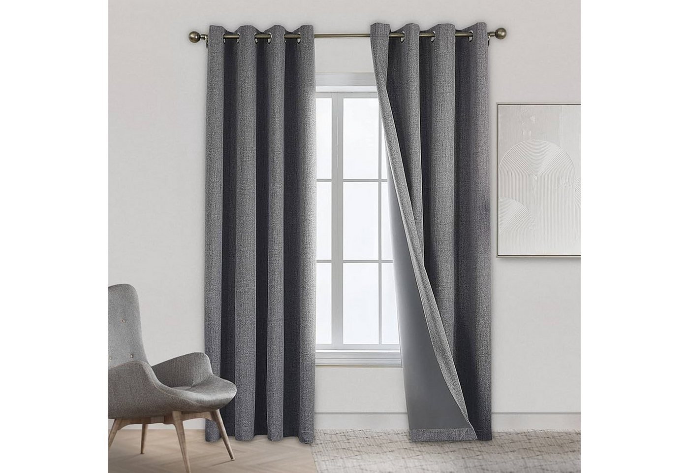 Sekey Vorhang Verdunkelungsvorhang Vorhang Wohnzimmer Vorhänge Blickdicht, Ösen (2 St), verdunkelnd, 2-er Set, einfarbig, pflegeleicht von Sekey