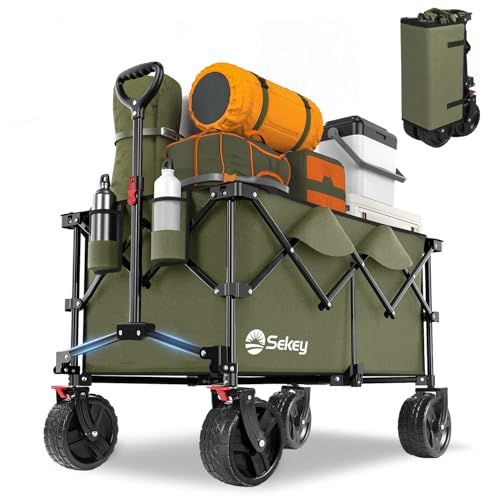 Sekey XXL Plus Bollerwagen Faltbar mit Bremsen 200L 200KG Belastbar, Extra Breite Reifen All Terrain Bollerwagen, Patentiert Zusammenfaltbar aus Vier Richtungen, XXL-PlusB 4011, Grün Sekey XXL Plus Bollerwagen Faltbar mit Bremsen 200L 200KG Belastbar, Extra Breite Reifen All Terrain Bollerwagen, Patentiert Zusammenfaltbar aus Vier Richtungen, XXL-PlusB 4011, Grün von Sekey