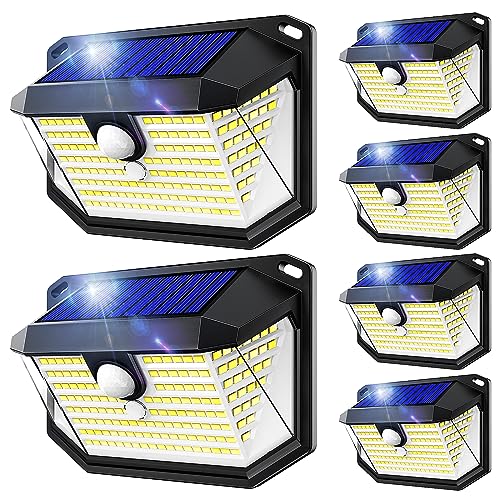 Solarlampen für Außen mit Bewegungsmelder - 6 Stück Solarleuchten 178 LED Gartenleuchten IP65 Wasserdichte Außen Garten Solar Strahler Aussenleuchte Wandleuchte für Hof Garage Haustüren von Seklin