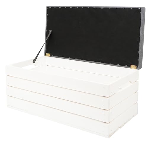 Sektum Ran | Sitztruhe mit stauraum Holz - polsterbank Sitzbox - sitzbank mit stauraum - aufbewahrungsbox mit Deckel - schuhbank mit sitzfläche 80x40x35cm von Sektum Ran