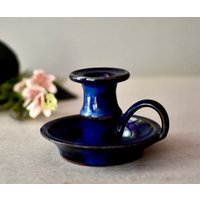 Vintage Blau Keramik Kerzenhalter Stickhalter Wohnkultur Tischdekor Studiokeramik von SekulidisAntiques