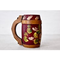 Vintage Deutsches Hölzernes Bier Porringer Rustikaler Bierkrug Wohnkultur Handgemachter Hölzerner von SekulidisAntiques