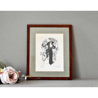 Vintage Frankreich Fachion Print Holzrahmen Wanddekor Old Fashion Decor von SekulidisAntiques