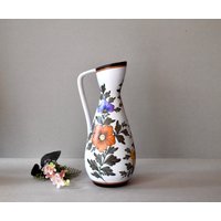 Vintage Gouda Keramik Krug Mit Blumen Home Decor Handgemacht Rustikales Dekor von SekulidisAntiques