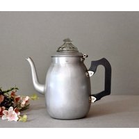 Vintage Kaffeekessel Schwartz Keramik Aluminium Pot von SekulidisAntiques