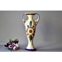 Vintage Keramik Gouda Vasen - Plateel Rubens 1036 Handgefertigte Holland Tisch Dekor von SekulidisAntiques