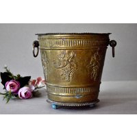 Vintage Messing Blumentopf Home Decor Kupfer Topf Rustikales Dekor von SekulidisAntiques