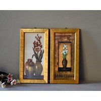 Vintage Paar Wandbehang Blumen Dekoration Vergoldet Wandrahmen Dekor Decor von SekulidisAntiques