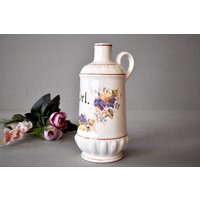 Vintage Porzellan Ölflasche Cottage Decor Mit Blumen Wohnkultur von SekulidisAntiques