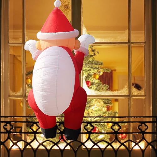 Aufblasbarer Weihnachtsmann mit eingebauten LEDs, hängende aufblasbare Weihnachtsdekoration, Kletter-Weihnachtsmann mit Geschenktüte für Fenster, Wand, Outdoor, Weihnachten, Neujahr Aufblasbarer Weihnachtsmann mit eingebauten LEDs, hängende aufblasbare Weihnachtsdekoration, Kletter-Weihnachtsmann mit Geschenktüte für Fenster, Wand, Outdoor, Weihnachten, Neujahr von SelWatty