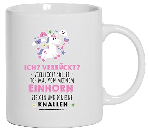 Unicorn Kaffeetasse Kaffeebecher mit Vom Einhorn steigen Motiv von ShirtStreet, Größe: onesize,Weiß von Selberbedrucken