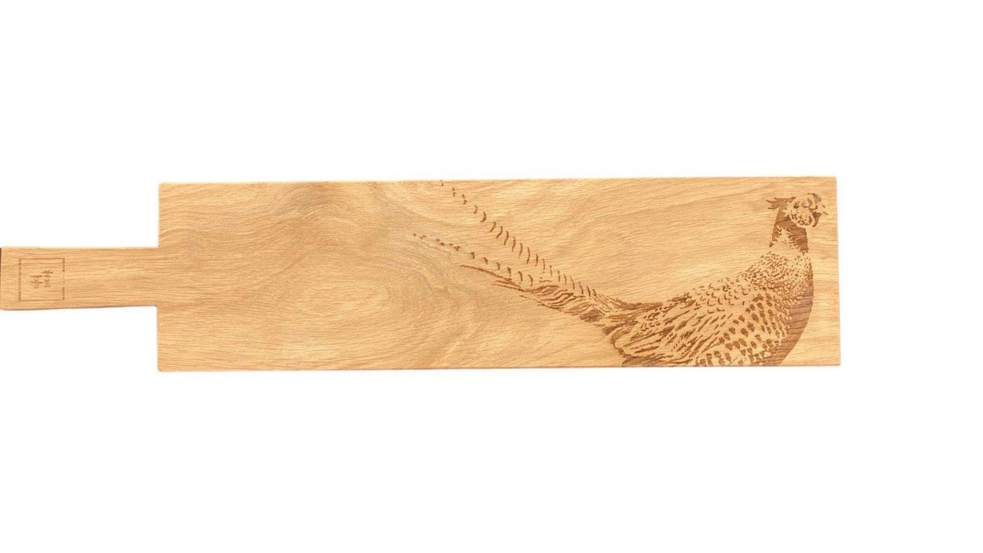 Selbrae House Ltd Servierplatte Servierpaddel aus Eiche mit Fasan Gravur, Schottische Eiche von Selbrae House Ltd