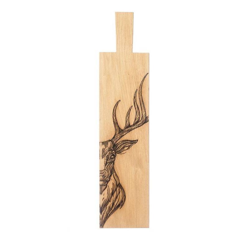 Selbrae House Ltd Servierplatte Servierpaddel aus Eiche mit großer Hirsch Gravur, Schottische Eiche von Selbrae House Ltd