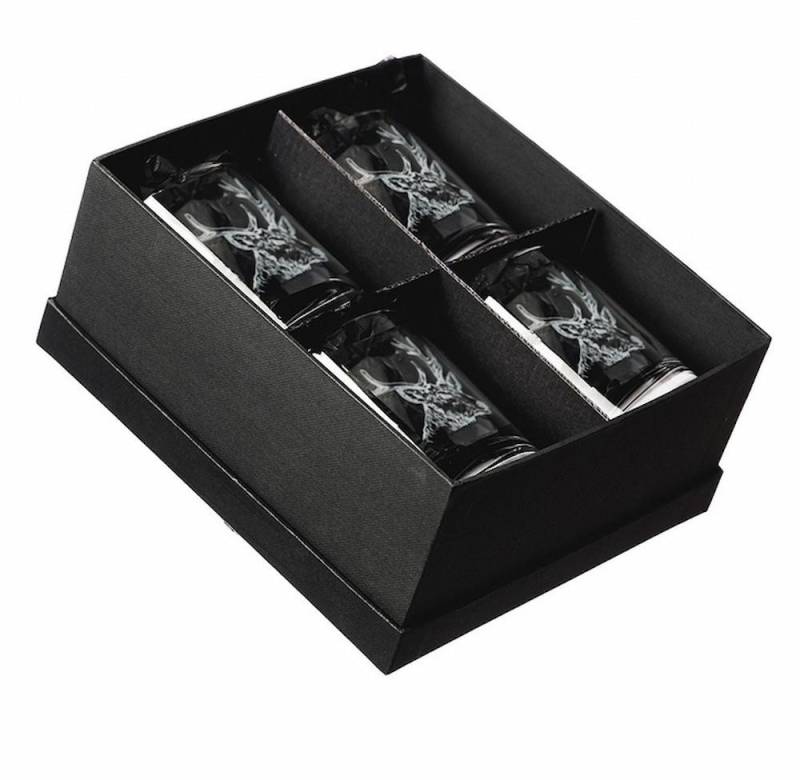 Selbrae House Ltd Whiskyglas Whisky-Gläser 4er-Geschenkset mit Hirsch-Gravur von Selbrae House Ltd