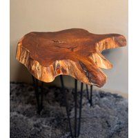 Beistelltisch Couchtisch Baumscheibe Teakholz, Massivholz Vintage von SelbstbesticktJL