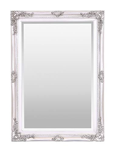 Select Mirrors Rennes Vintage Wandspiegel | Shabby Chic Barock Antik Französisches Design | Massivholzrahmen | Silber Glas abgeschrägte Kanten | Heimdekoration | (50 cm x 70 cm, Antiksilber) von Select Mirrors