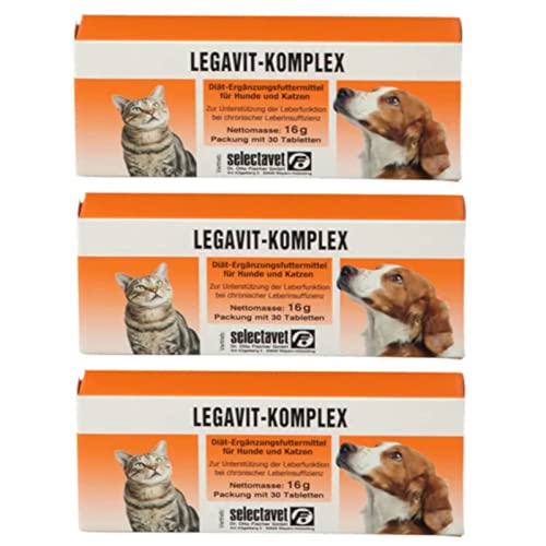 Selectavet LEGAVIT-KOMPLEX | 3er Pack | 3 x 30 Tabletten | Diät-Ergänzungsfuttermittel für Hunde & Katzen | Zur Unterstützung der Leberfunktion bei chronischer Leberinsuffizienz Selectavet LEGAVIT-KOMPLEX | 3er Pack | 3 x 30 Tabletten | Diät-Ergänzungsfuttermittel für Hunde & Katzen | Zur Unterstützung der Leberfunktion bei chronischer Leberinsuffizienz von Selectavet
