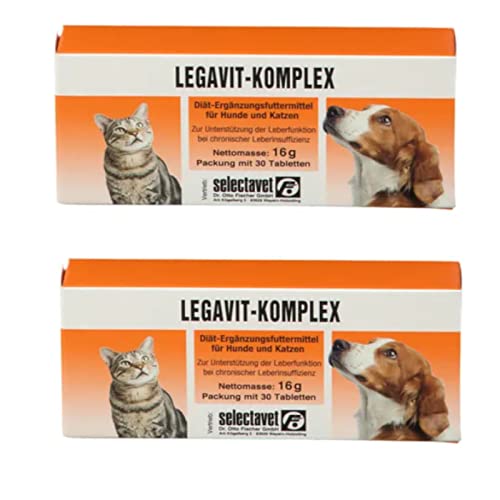 Selectavet LEGAVIT-KOMPLEX | Doppelpack | 2 x 30 Tabletten | Diät-Ergänzungsfuttermittel für Hunde & Katzen | Zur Unterstützung der Leberfunktion bei chronischer Leberinsuffizienz Selectavet LEGAVIT-KOMPLEX | Doppelpack | 2 x 30 Tabletten | Diät-Ergänzungsfuttermittel für Hunde & Katzen | Zur Unterstützung der Leberfunktion bei chronischer Leberinsuffizienz von Selectavet