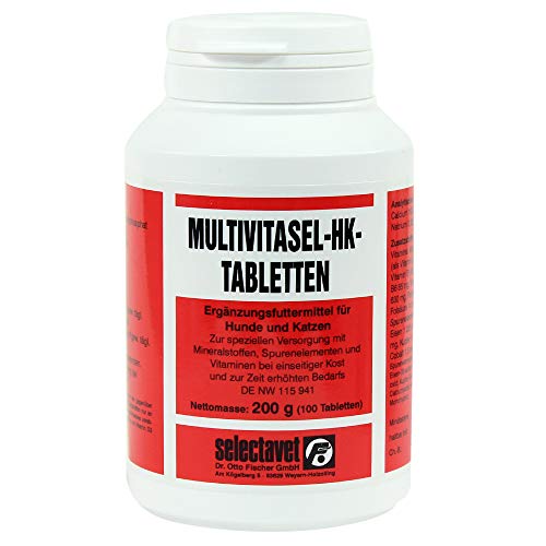 Selectavet Multivitasel-HK Tabletten | 100 Tabletten | Ergänzungsfuttermittel für Hunde & Katzen | Zur Unterstützung des Allgemeinstoffwechsels | Mit Vitaminen und Spurenelementen von Selectavet
