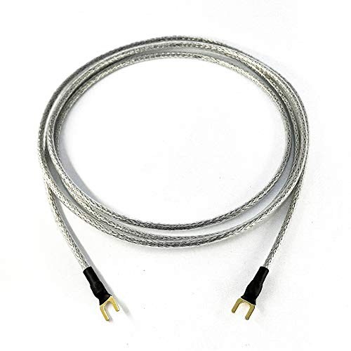 Selected Cable 9m Erdungsleitung -Kabel für Plattenspieler Phonogeräte und Mischpulte mit Masseanschluß inkl. vergoldeter Gabelschuh 1x 0,50mm² Masseleitung transparent Silber Geflechtschirm von Selected Cable