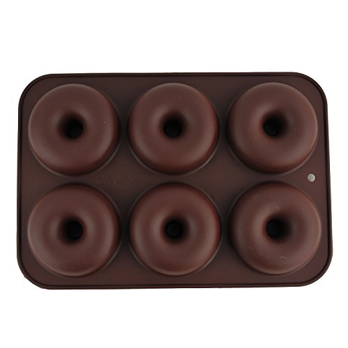 SELECTO Backen – 6 Mulden Donuts Silikon Backform Schokolade Muffin braun von Selecto Bake