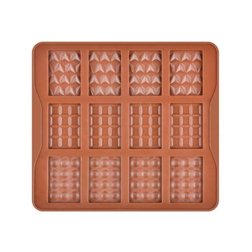 Selecto Bake 1 Packung Schokolade Silikon Dessertform 12 Mulden Break Apart Silikon Schokoladenriegel Formen Hausgemachte Protein und Energieriegel Formen von Selecto Bake