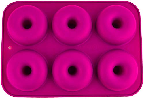 Selecto Bake Silikon-Donut-Formen, Silikon-Donutform, groß, antihaftbeschichtet, 6 Mulden, Donutform, Bagel-Backform, Muffin, Cupcake, Kekse, Donut-Maker, Backformen (Rosa) von Selecto Bake