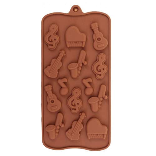 Selecto Bake Silikonform für Musikinstrumente, Schokolade, Musik, Noten, Bass, Gitarre, Klavier, Saxophon, Süßigkeiten, Mini-Seifenstift, Schmelzform, Eiswürfelschalen von Selecto Bake