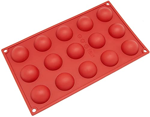 Selecto Bake Halbkugel-Kuppel-Silikonform mit 15 Mulden, Backwerkzeug für Ihre Schokoladendesserts, Eiscremebomben, Mini-Teekuchen, Fondant, Süßigkeiten, Zuckerguss, Tablett, Bonbons von Selecto Bake