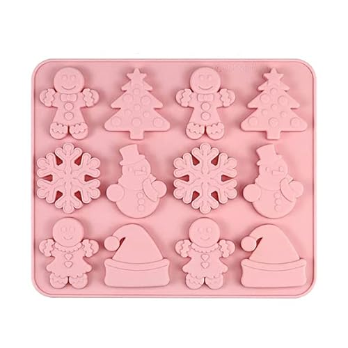 Selecto Bake Weihnachten Schokolade Formen Silikon Fondant Form Weihnachtsbaum Schneemann Schneeflocke Lebkuchen Stern Mann Formen Eiswürfel Tablett Süßigkeiten Kekse Dessert Backform von Selecto Bake