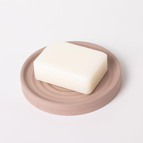 Selegna Diatomit Seifenhalter, kreisförmiges Design mit Rippenmuster, saugfähige Badeseifenschale (braun) von Selegna