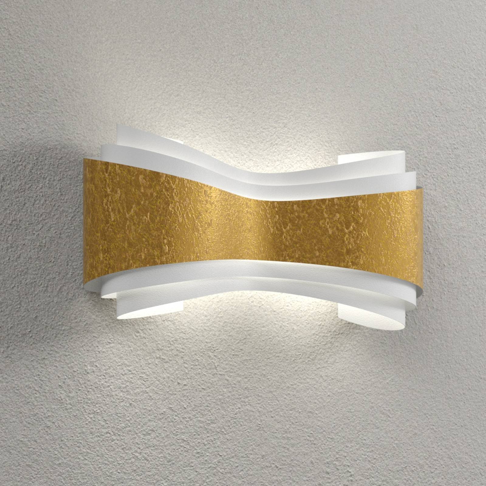 Edle Designer-Wandleuchte Ionica, Goldband von Selène