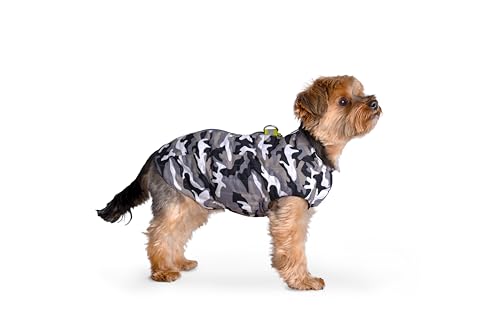 Selente Paw Parade wasserfester Hundemantel/Regenjacke/Wintermantel für kleine und mittlere Hunde mit Fleecefutter (Made in EU), Schwarz/Weiß Camouflage, Gr. 5 von Selente