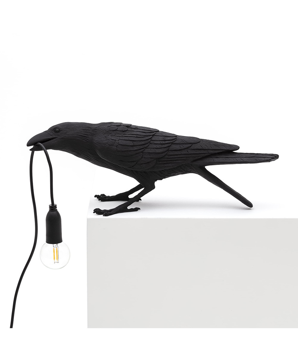 Seletti - Bird Lamp Playing Tischleuchte Außen Schwarz von Seletti