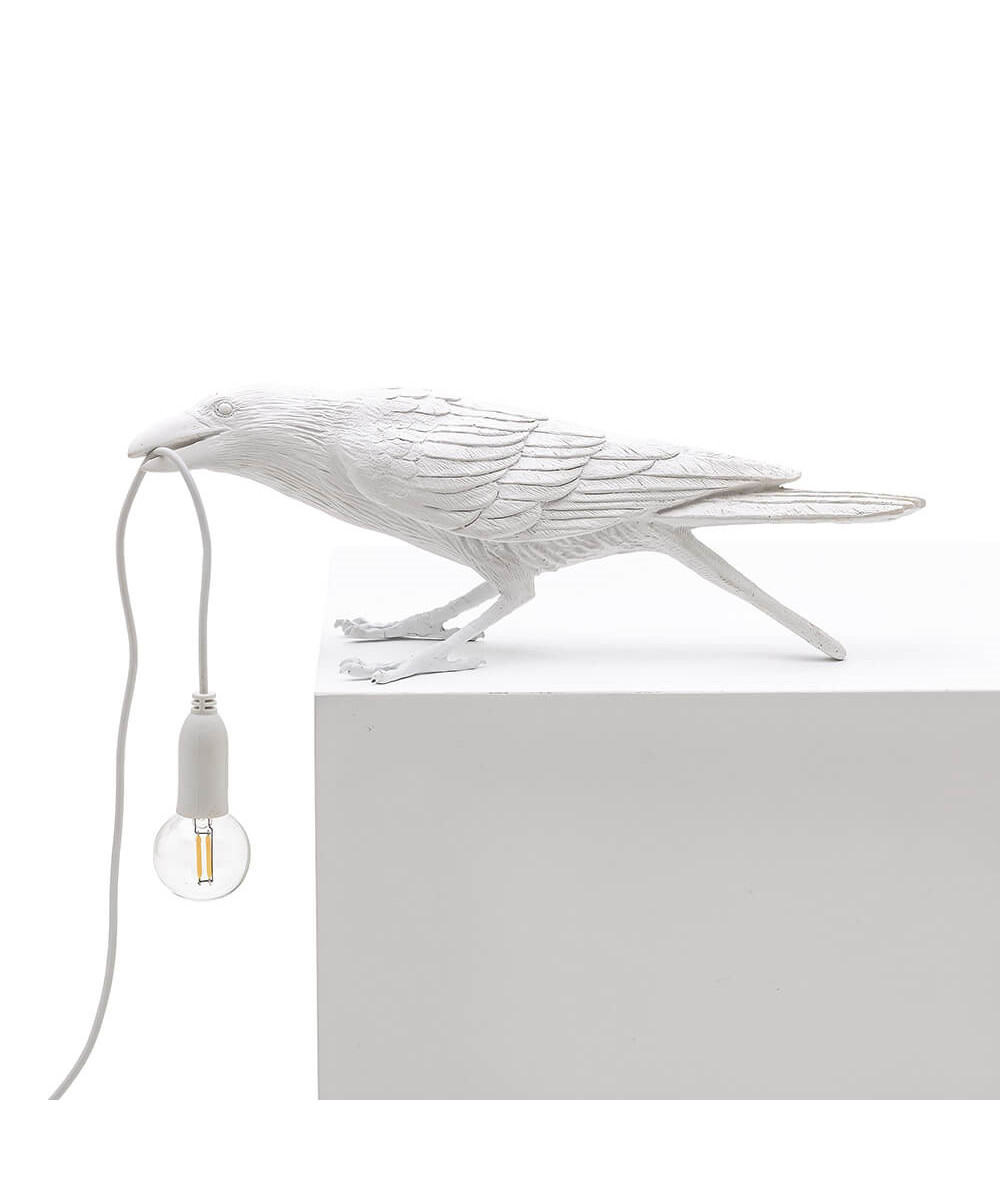 Seletti - Bird Lamp Playing Tischleuchte Außen Weiß von Seletti