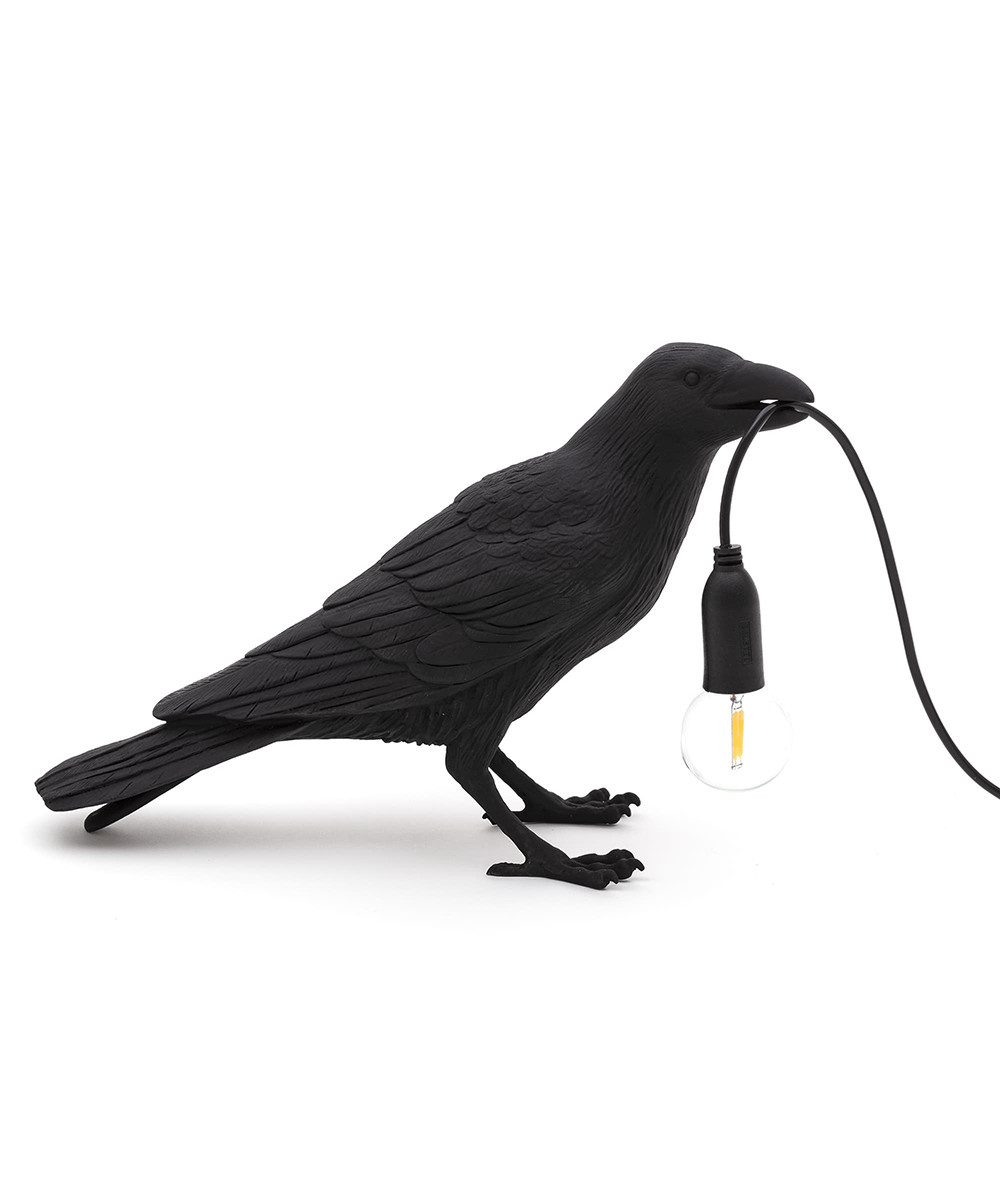 Seletti - Bird Lamp Waiting Tischleuchte Außen Schwarz von Seletti