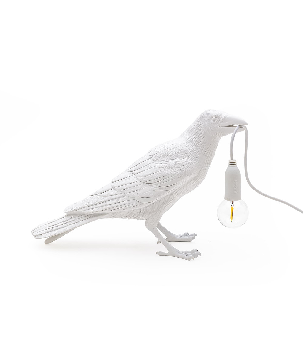 Seletti - Bird Lamp Waiting Tischleuchte Außen Weiß von Seletti