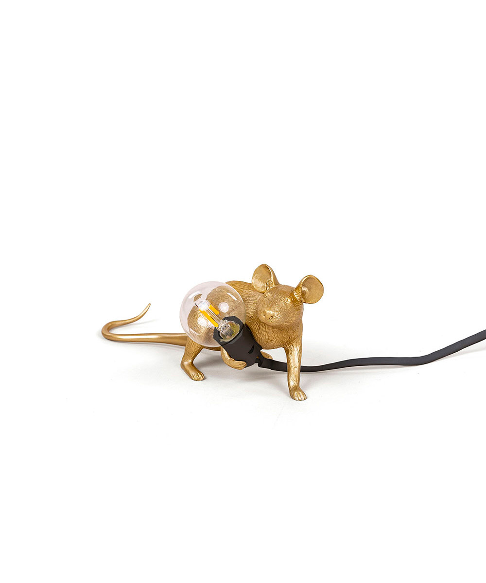 Seletti - Mouse Lamp Lop Lying Down Tischleuchte Gold von Seletti