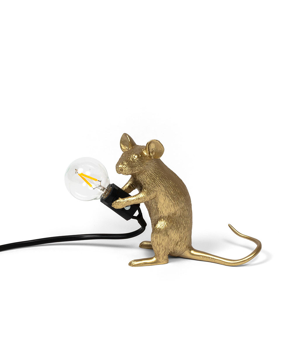 Seletti - Mouse Lamp Mac Sitting Tischleuchte Gold von Seletti