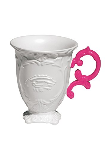 Seletti I‐Wares Becher, Porzellan, weiß/fucsia, Durchmesser 10 cm, Höhe 11,5 cm von Seletti