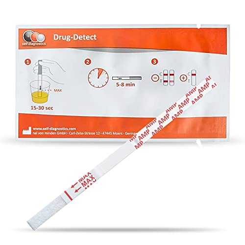 self-diagnostics Drogenschnelltest Amphetamine (AMP) - Speed - Pep - Cut-Off: 300 ng/ml - 10 Teststreifen - Drogennachweis - Tauchtest - Urintest - Amphetamin Test - 5 min Drogentest Urin von self-diagnostics
