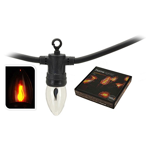 10 er E14 Lichterkette Strom Flammeneffekt Kamin Innen & Außen Kabel schwarz 360cm + 150cm Zuleitung von Self Import Agencies