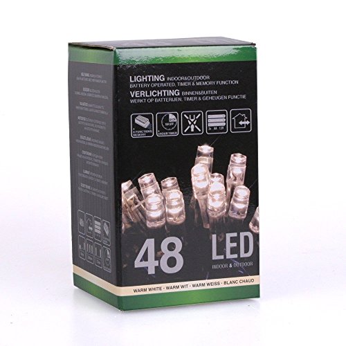 Led Lichterketten 48 Lämpchen (aussen + innen) warmweiß + Timer / Zeitschaltuhr + batteriebetrieben + 8 Funktionen von Self Import Agencies