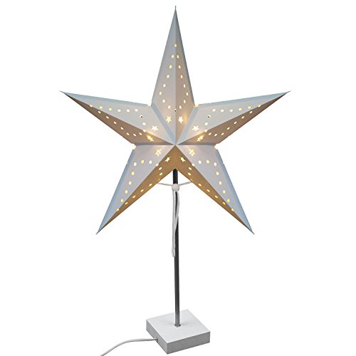 Papierstern Lampe weiß 70cm hoch mit Fuß von Self Import Agencies