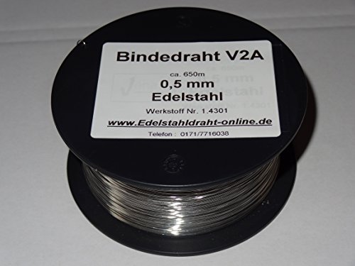 1 Spule Bindedraht aus Edelstahldraht VA V2A 0,5mm ca.650m weich, biegsam und flexibel rostfreier Edelstahldraht 1.4301 von Self