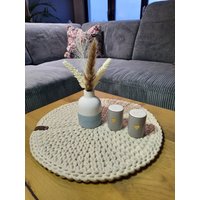 Platzset Untersetzer 35 cm Selfmade Rund Tischset Gehäkelt Baumwolle von SelfMadeByBine