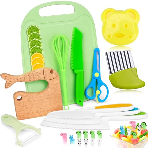 SelfTek 21-Teiliges Kindermesser Set, Kindermesser ab 1 2 3 4 5 Jahre, Kinder Sicherheit Kochmesser Küchenmesser Set, Kinder Messer für Kleinkinder Geburtstagsgeschenk von SelfTek