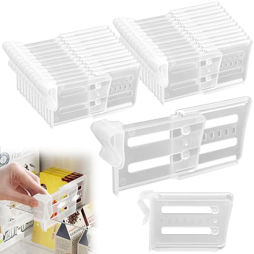 SelfTek 24 Stück Kühlschrank Organizer, Kühlschrank Trenner für Seitentür, Aufbewahrungsbox Fridge Organizer, Einziehbarer Kühlschrankteiler für Gefrierschrank Trennwand Behälter, Eiern, Früchten von SelfTek