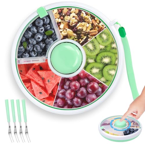 SelfTek Snackbox mit Fächern, Snack-Spinner mit Handschlaufe, Tragbarer Obst- und Süßigkeiten-Organizer für Kinder, Snack-Organizer, Kleiner Obst-Organizer für Kinder von SelfTek